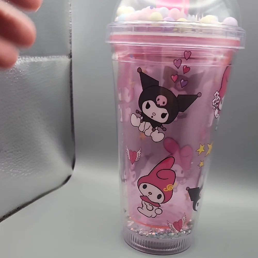 Cute Character Pink Tumbler With Straw.